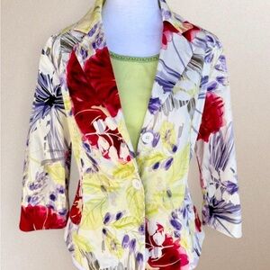 Coldwater Creek Floral Cotton Blazer Jacket
